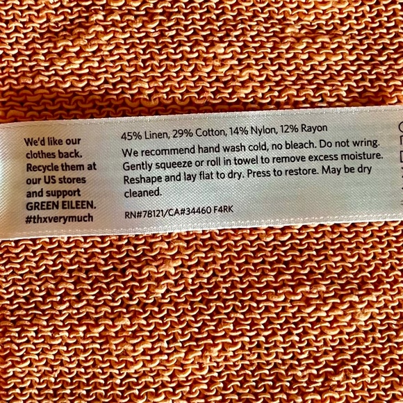 Eileen Fisher Creamsicle/Melon Tone Linen Blend Cardigan Petite Small - Picture 8 of 8